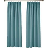 Deconovo Cortina Opaca Termica Aislante para Habitacíon Infantil Fruncida 2 Piezas 140 x 175 cm Azul Cielo